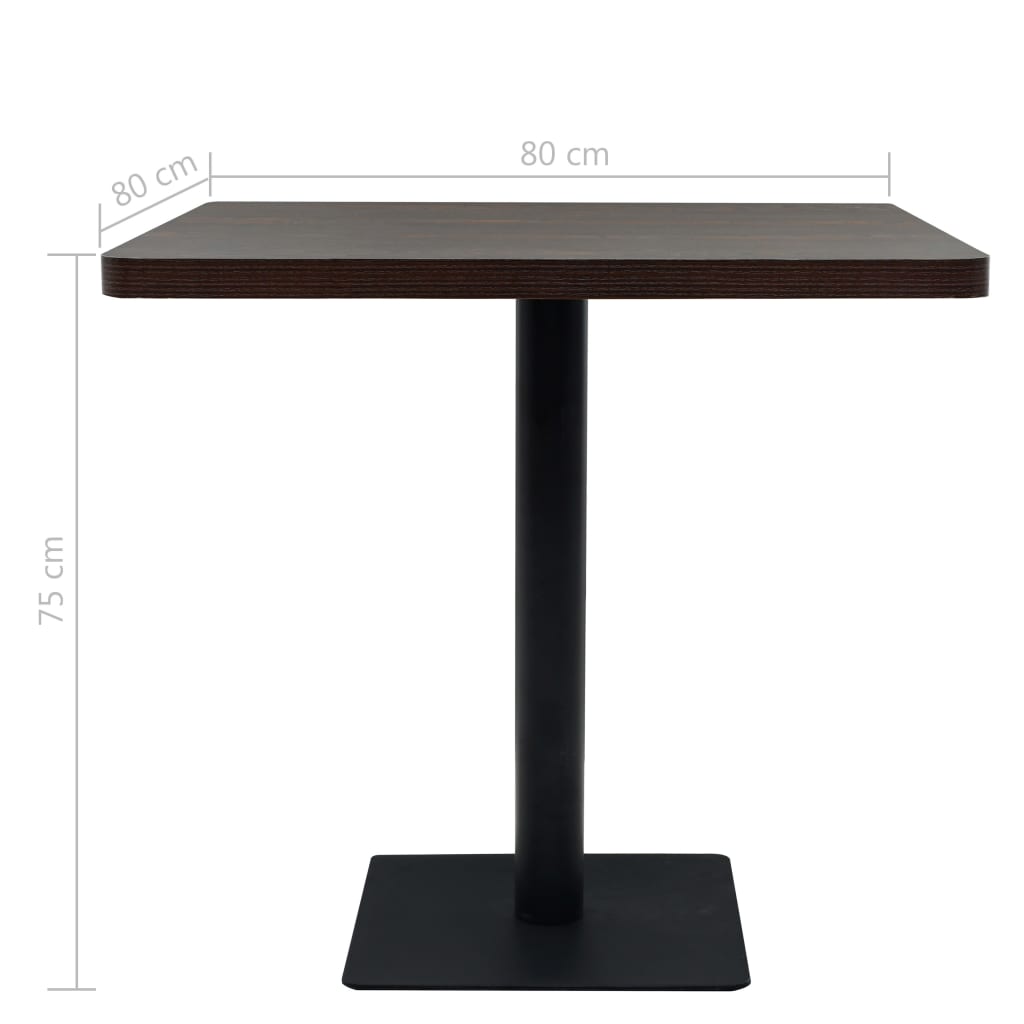 vidaXL Masă bistro, MDF și oțel, pătrată, 80x80x75 cm, Cenușiu închis