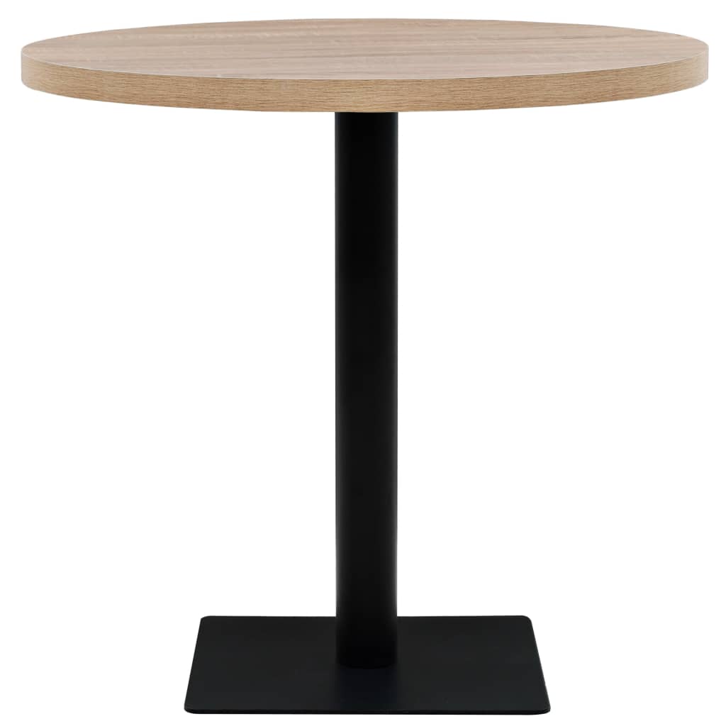 vidaXL Masă bistro, MDF și oțel, rotundă, 80x75 cm, culoare stejar