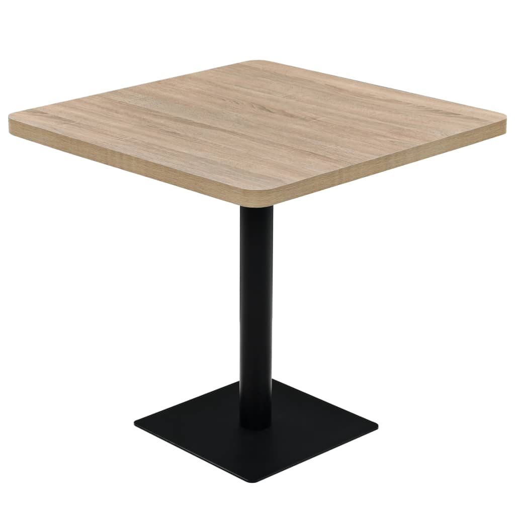 vidaXL Masă bistro, MDF și oțel, pătrată, 80x80x75 cm, culoare stejar vidaXL Masă bistro, MDF și oțel, pătrată, 80x80x75 cm, culoare stejar