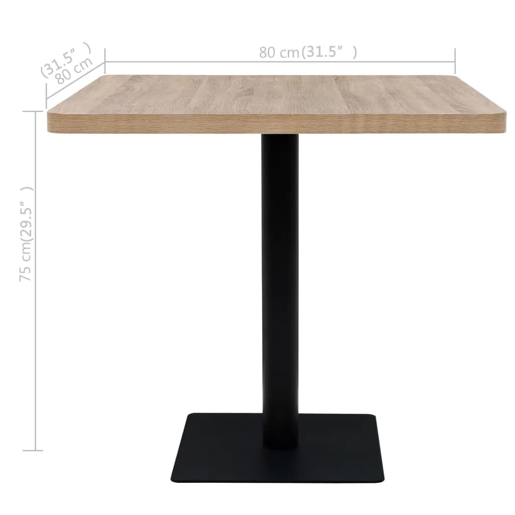vidaXL Masă bistro, MDF și oțel, pătrată, 80x80x75 cm, culoare stejar vidaXL Masă bistro, MDF și oțel, pătrată, 80x80x75 cm, culoare stejar