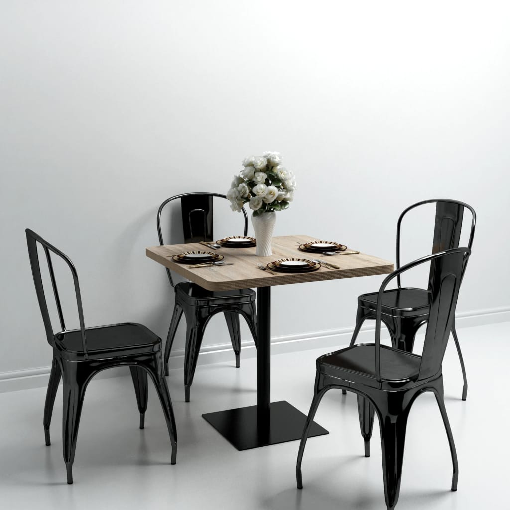 vidaXL Masă bistro, MDF și oțel, pătrată, 80x80x75 cm, culoare stejar vidaXL Masă bistro, MDF și oțel, pătrată, 80x80x75 cm, culoare stejar