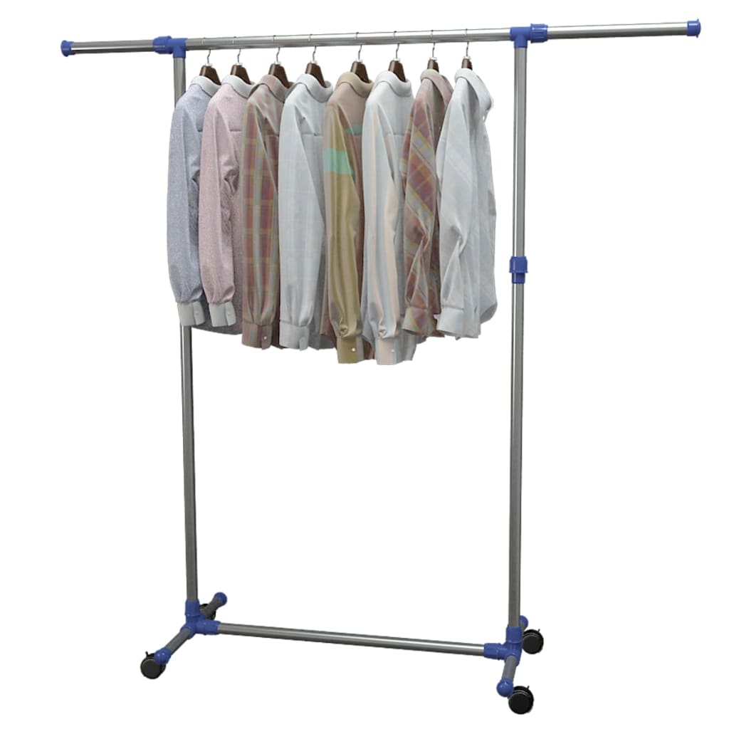 vidaXL Cuier haine reglabil, argintiu, 165x44x150 cm, oțel inoxidabil vidaXL Cuier haine reglabil, argintiu, 165x44x150 cm, oțel inoxidabil