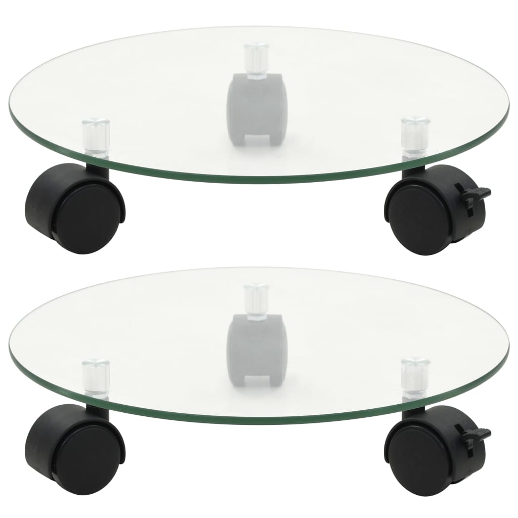 vidaXL Suport cu role pentru plante, 2 buc., 28 cm, sticlă, rotund vidaXL Suport cu role pentru plante, 2 buc., 28 cm, sticlă, rotund