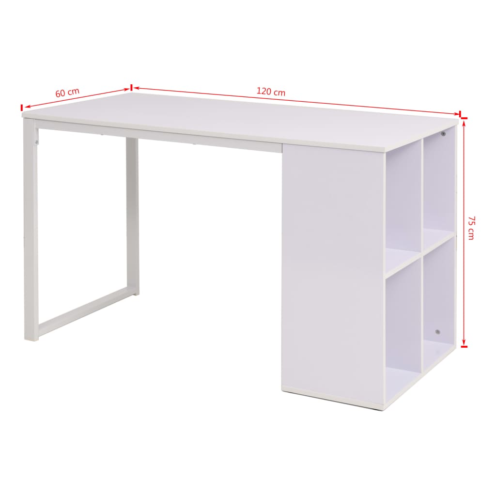 vidaXL Birou de scris, 120 x 60 x 75 cm, alb