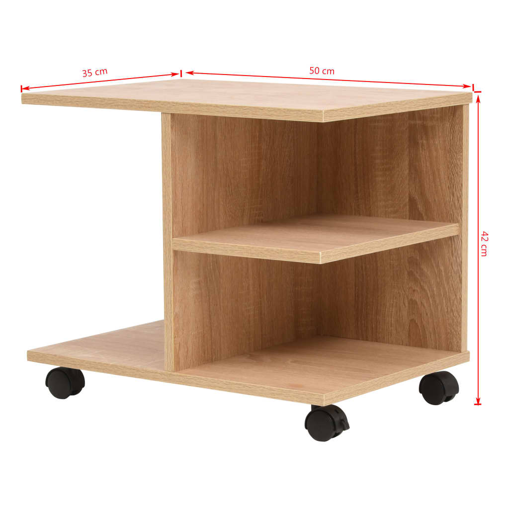 vidaXL Raft rulant, 50 x 35 x 42 cm, stejar vidaXL Raft rulant, 50 x 35 x 42 cm, stejar