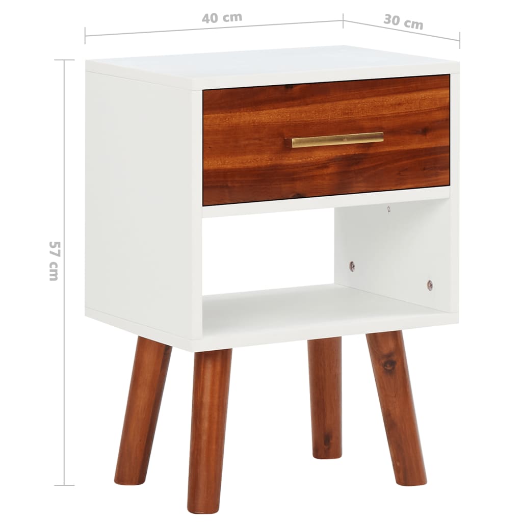 vidaXL Noptieră, 40x30x57 cm, lemn masiv de acacia, vidaXL Noptieră, 40x30x57 cm, lemn masiv de acacia,