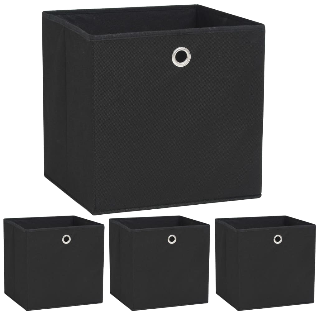 vidaXL Cutii de depozitare, 4 buc., negru 32x32x32 cm material nețesut vidaXL Cutii de depozitare, 4 buc., negru 32x32x32 cm material nețesut