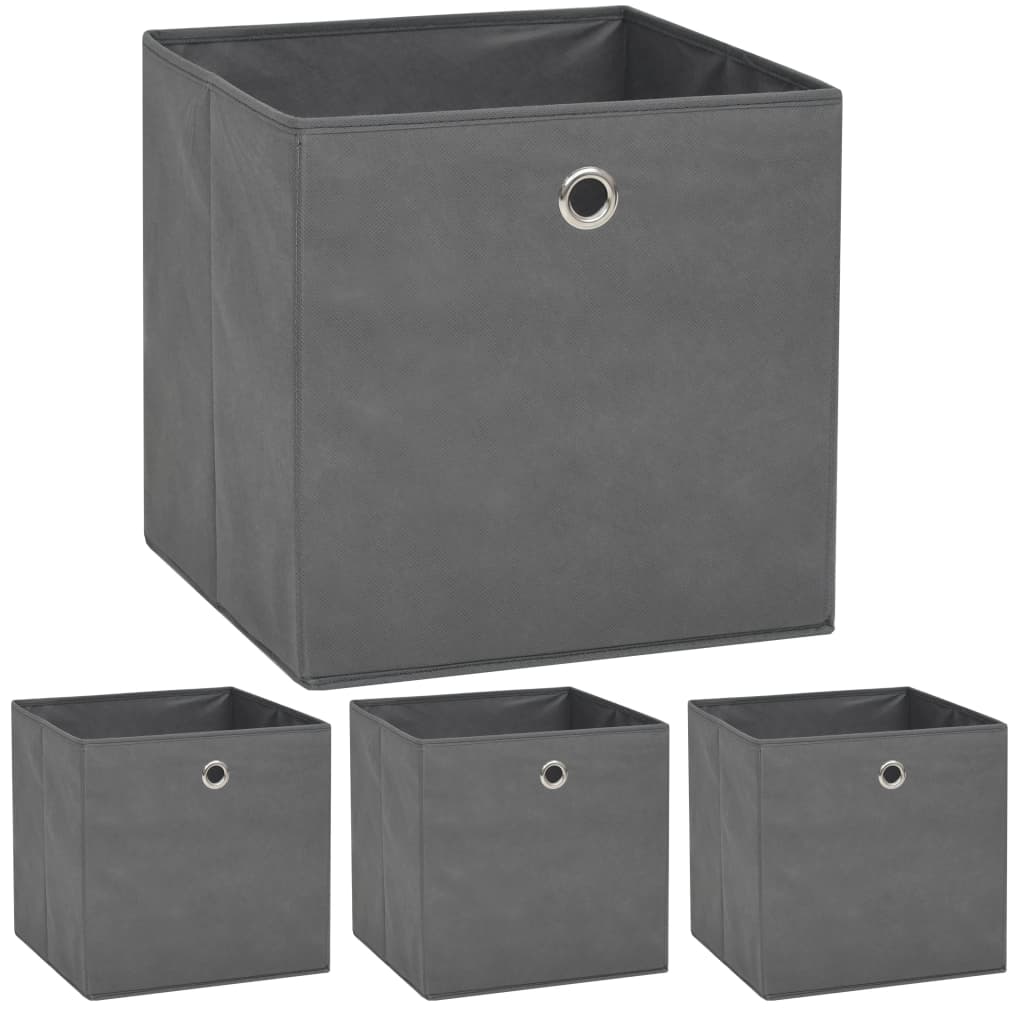 vidaXL Cutii de depozitare, 4 buc, material nețesut, 32x32x32 cm, Gri vidaXL Cutii de depozitare, 4 buc, material nețesut, 32x32x32 cm, Gri