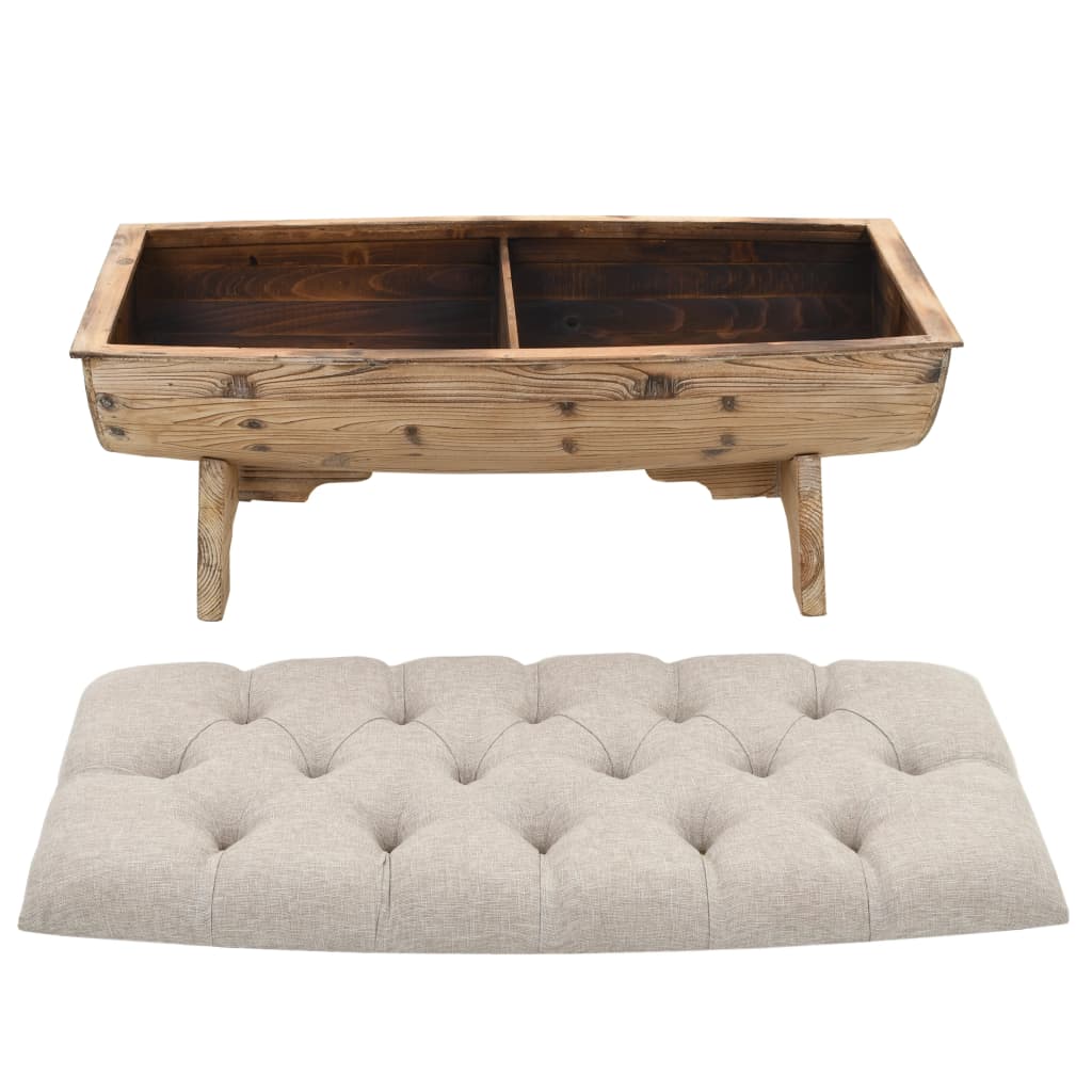 vidaXL Bancă depozitare, Lemn masiv și material textil 103x51x44 cm vidaXL Bancă depozitare, Lemn masiv și material textil 103x51x44 cm