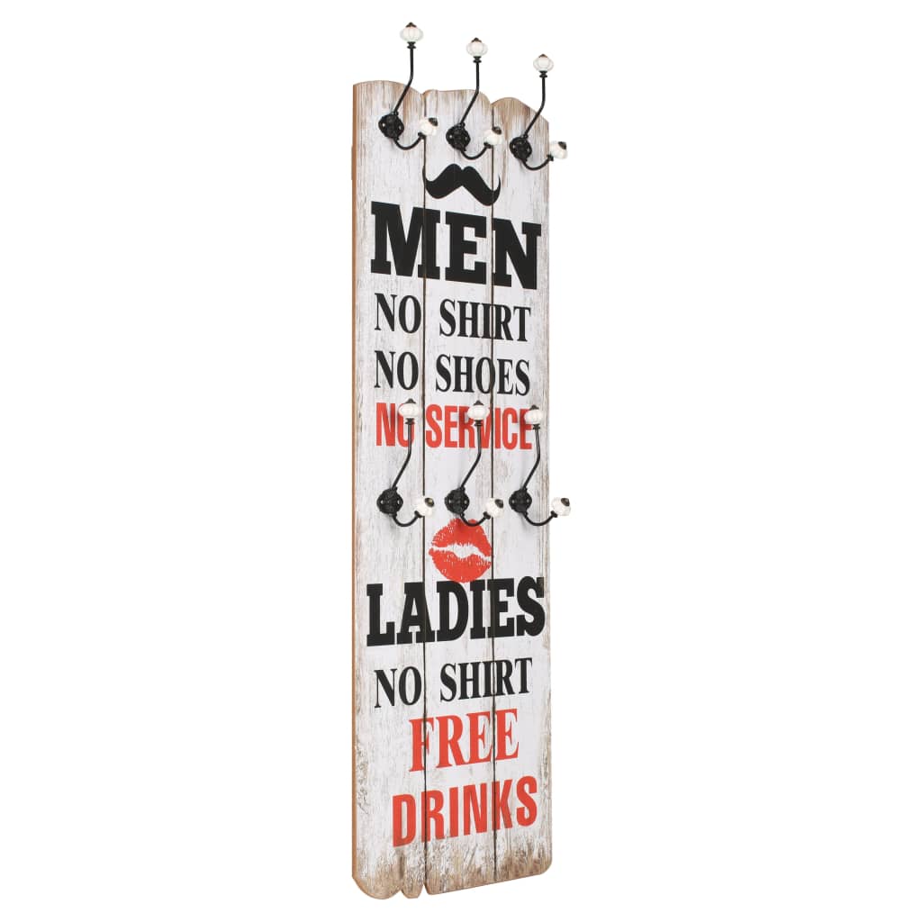 vidaXL Cuier de perete cu 6 cârlige MEN LADIES, 120 x 40 cm vidaXL Cuier de perete cu 6 cârlige MEN LADIES, 120 x 40 cm