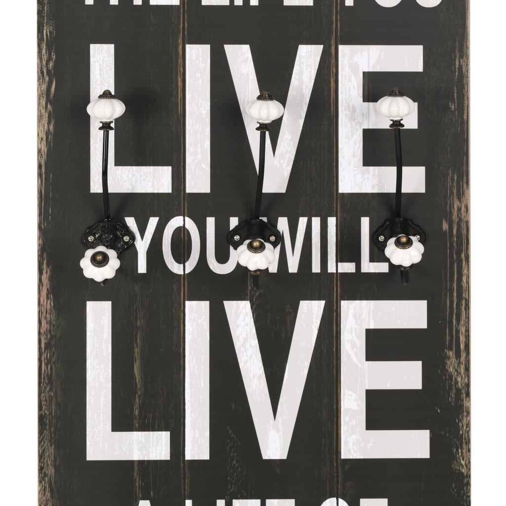 vidaXL Cuier de perete cu 6 cârlige, 120 x 40 cm, LOVE LIFE vidaXL Cuier de perete cu 6 cârlige, 120 x 40 cm, LOVE LIFE