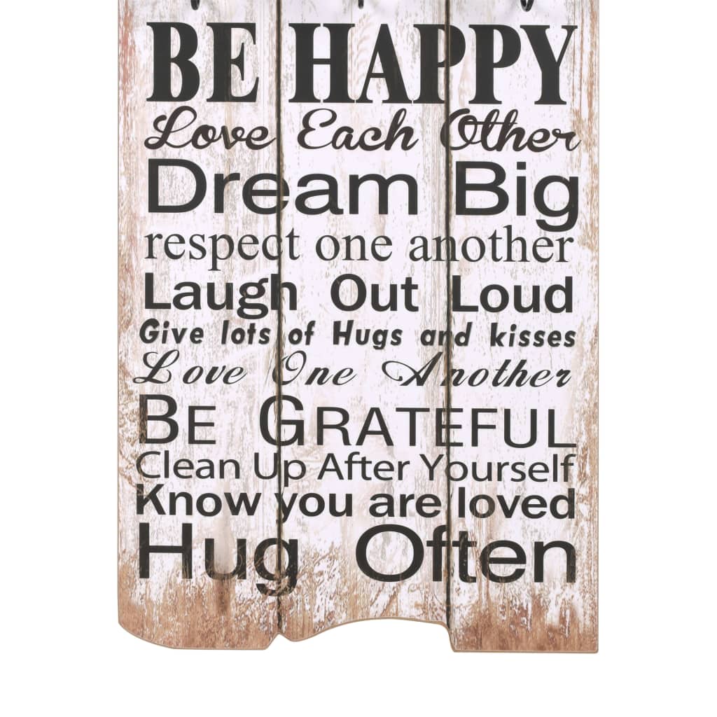 vidaXL Cuier de perete cu 6 cârlige, 120 x 40 cm, FAMILY RULES vidaXL Cuier de perete cu 6 cârlige, 120 x 40 cm, FAMILY RULES