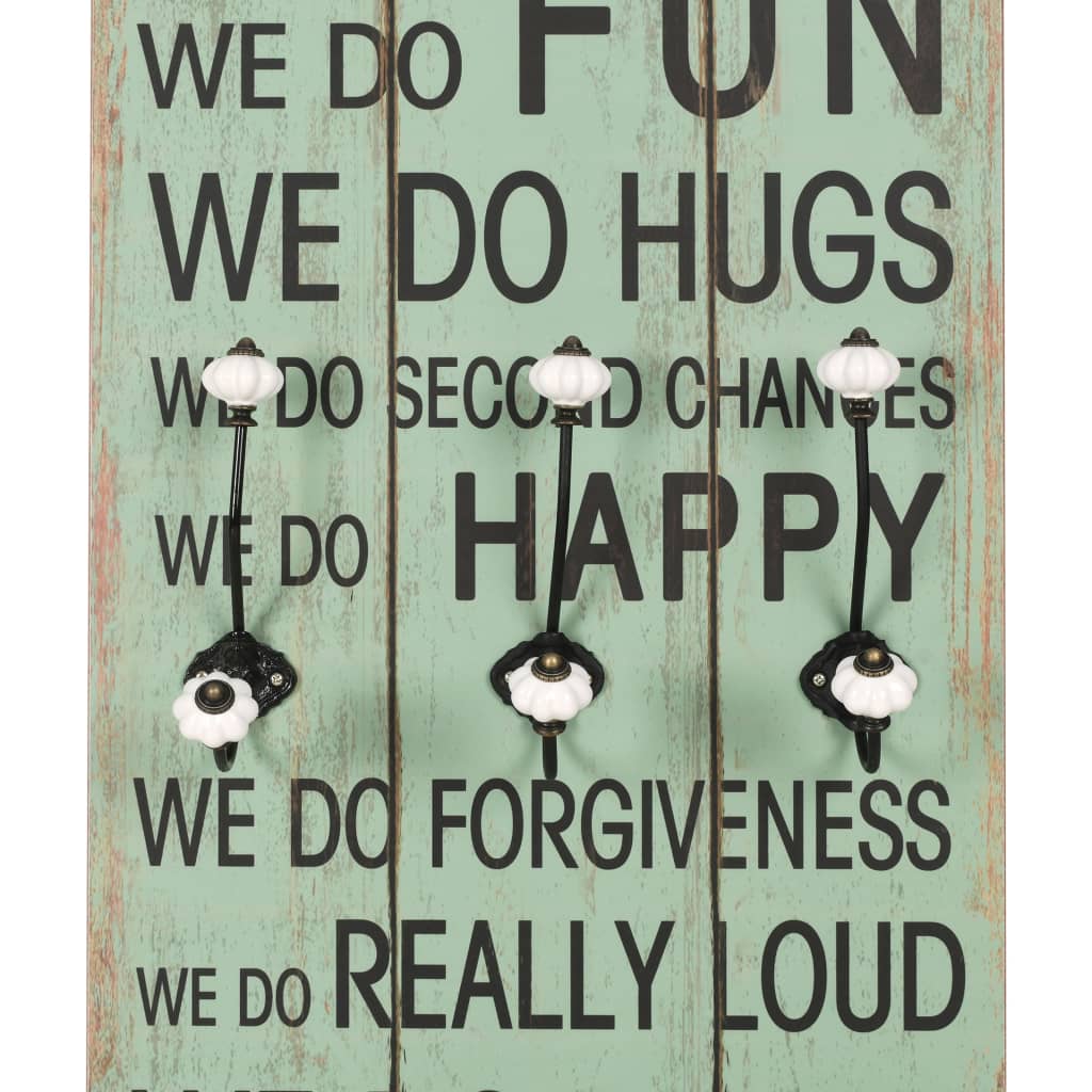 vidaXL Cuier de perete cu 6 cârlige, 120x40 cm, HAPPY LOVE vidaXL Cuier de perete cu 6 cârlige, 120x40 cm, HAPPY LOVE