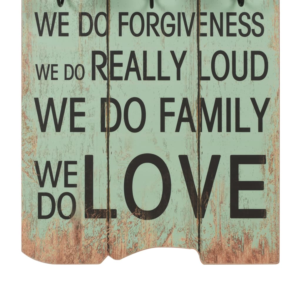 vidaXL Cuier de perete cu 6 cârlige, 120x40 cm, HAPPY LOVE vidaXL Cuier de perete cu 6 cârlige, 120x40 cm, HAPPY LOVE