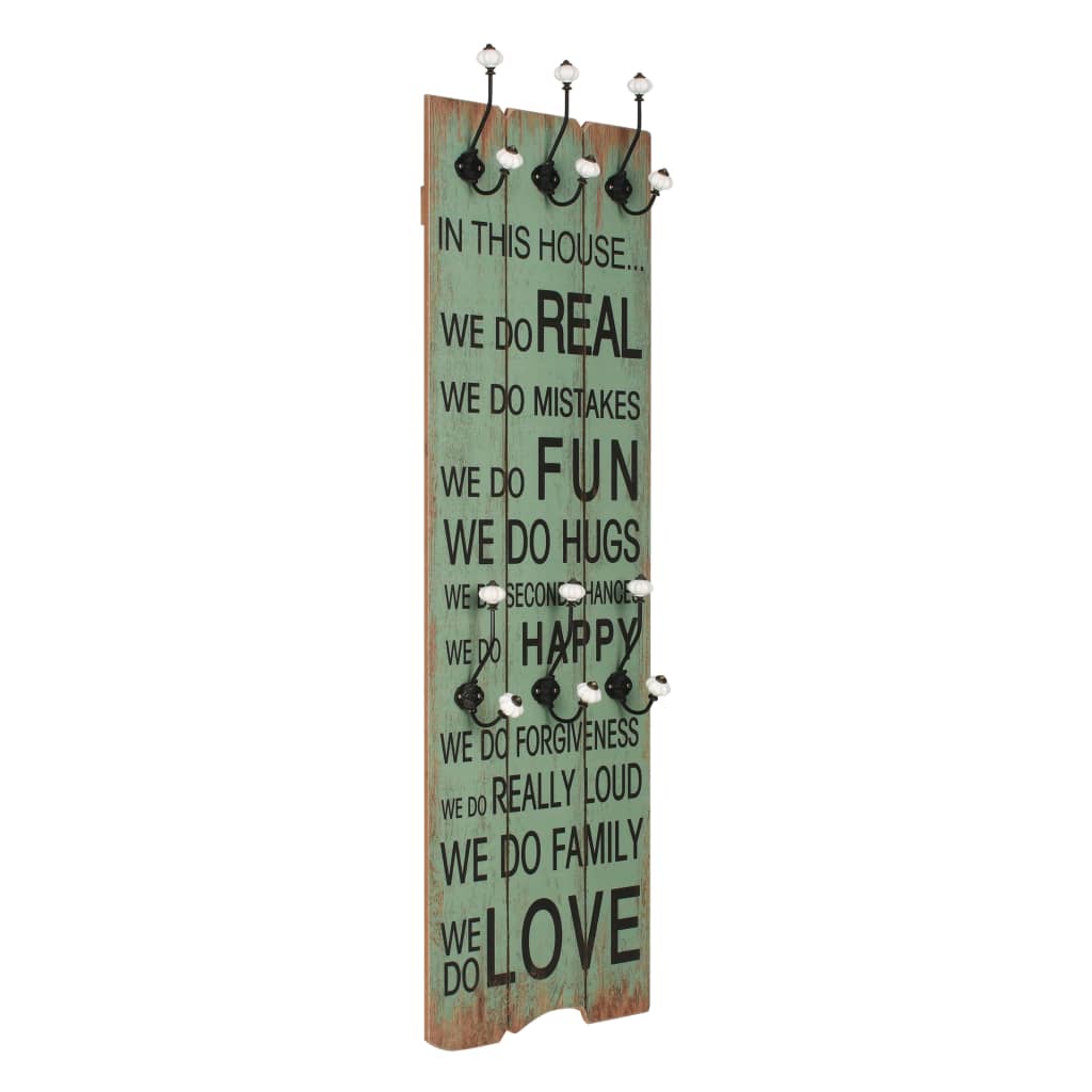 vidaXL Cuier de perete cu 6 cârlige, 120x40 cm, HAPPY LOVE vidaXL Cuier de perete cu 6 cârlige, 120x40 cm, HAPPY LOVE