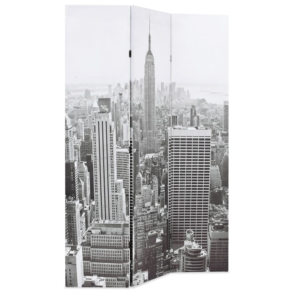 vidaXL Paravan cameră pliabil, 120x170 cm, New York pe zi, alb/negru vidaXL Paravan cameră pliabil, 120x170 cm, New York pe zi, alb/negru
