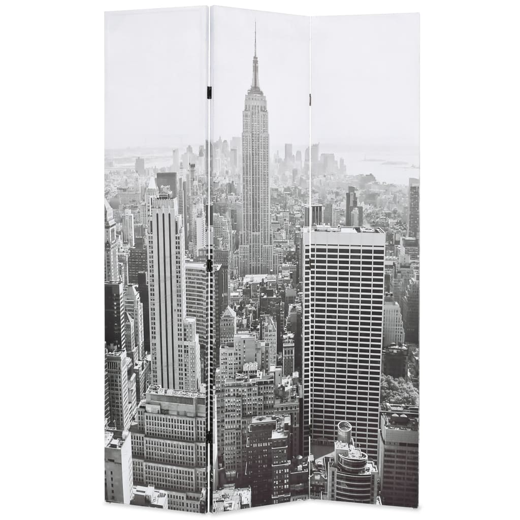 vidaXL Paravan cameră pliabil, 120x170 cm, New York pe zi, alb/negru vidaXL Paravan cameră pliabil, 120x170 cm, New York pe zi, alb/negru