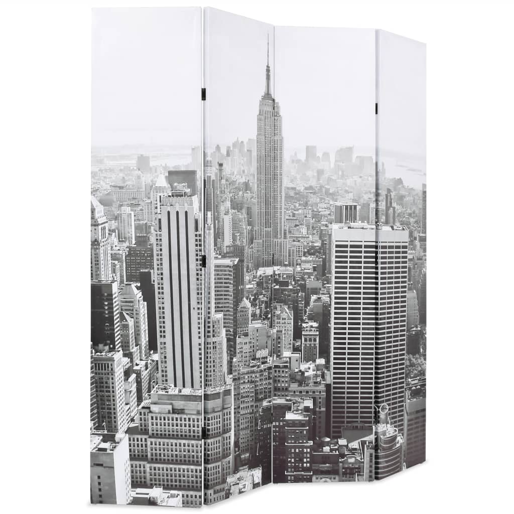 vidaXL Paravan cameră pliabil, 160x170 cm, New York pe zi, alb/negru vidaXL Paravan cameră pliabil, 160x170 cm, New York pe zi, alb/negru