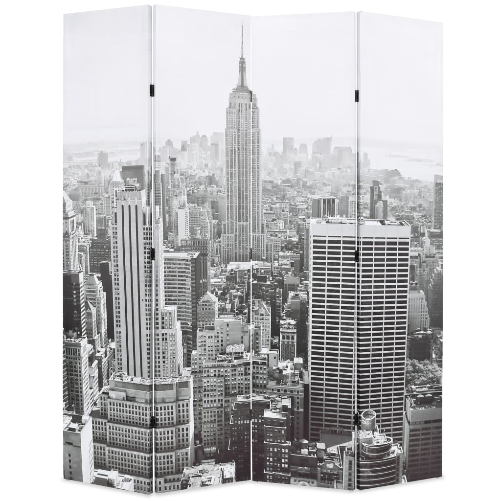 vidaXL Paravan cameră pliabil, 160x170 cm, New York pe zi, alb/negru vidaXL Paravan cameră pliabil, 160x170 cm, New York pe zi, alb/negru