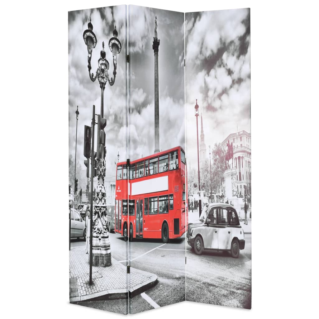 vidaXL Paravan cameră pliabil, 120x170 cm, autobuz londonez, negru/alb vidaXL Paravan cameră pliabil, 120x170 cm, autobuz londonez, negru/alb
