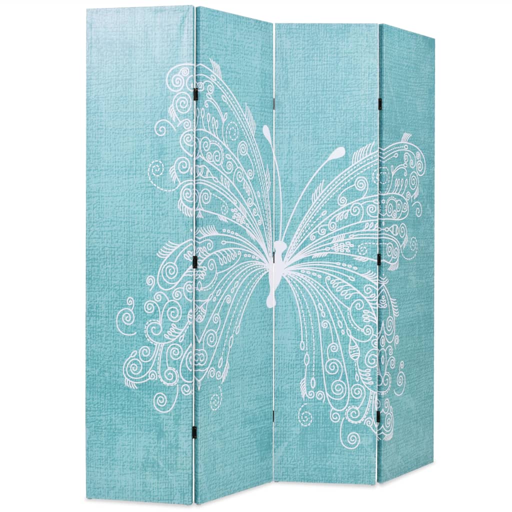 vidaXL Paravan cameră pliabil, albastru, 160 x 170 cm, fluture vidaXL Paravan cameră pliabil, albastru, 160 x 170 cm, fluture