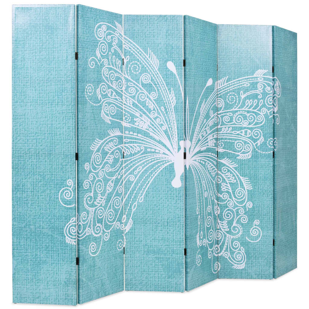 vidaXL Paravan cameră pliabil, albastru, 228 x 170 cm, fluture vidaXL Paravan cameră pliabil, albastru, 228 x 170 cm, fluture