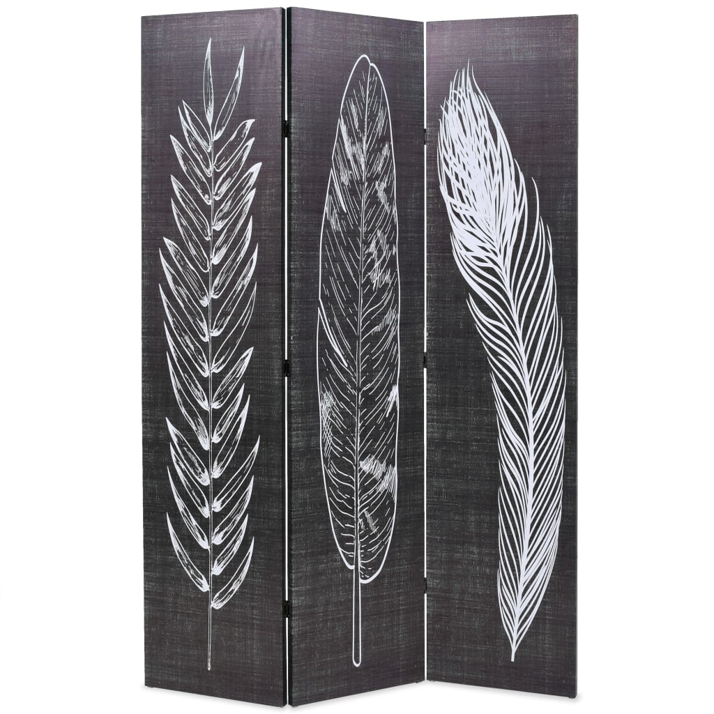 vidaXL Paravan cameră pliabil, negru&alb, 120 x 170 cm, imprimeu pene vidaXL Paravan cameră pliabil, negru&alb, 120 x 170 cm, imprimeu pene