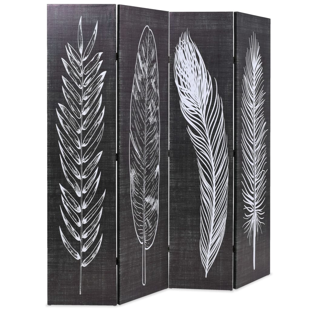 vidaXL Paravan cameră pliabil, negru&alb, 160 x 170 cm, imprimeu pene vidaXL Paravan cameră pliabil, negru&alb, 160 x 170 cm, imprimeu pene