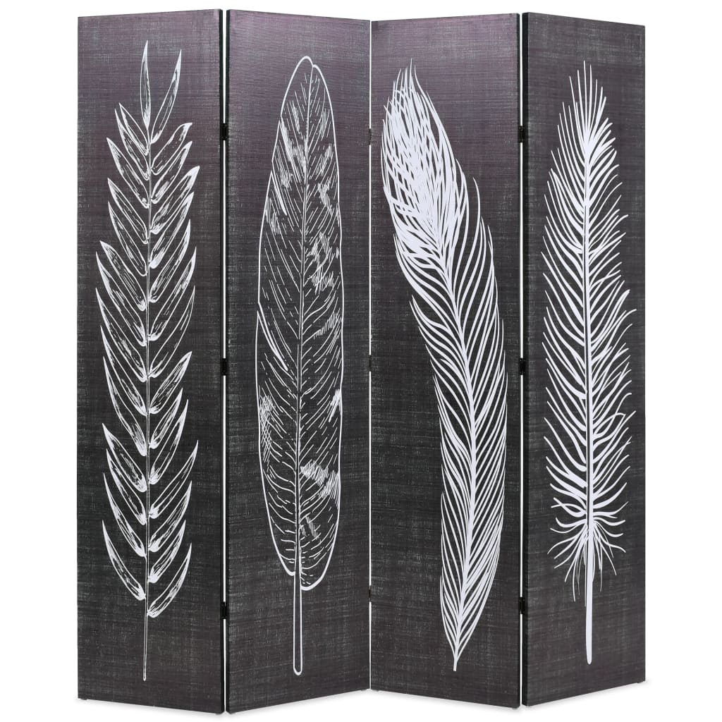 vidaXL Paravan cameră pliabil, negru&alb, 160 x 170 cm, imprimeu pene vidaXL Paravan cameră pliabil, negru&alb, 160 x 170 cm, imprimeu pene