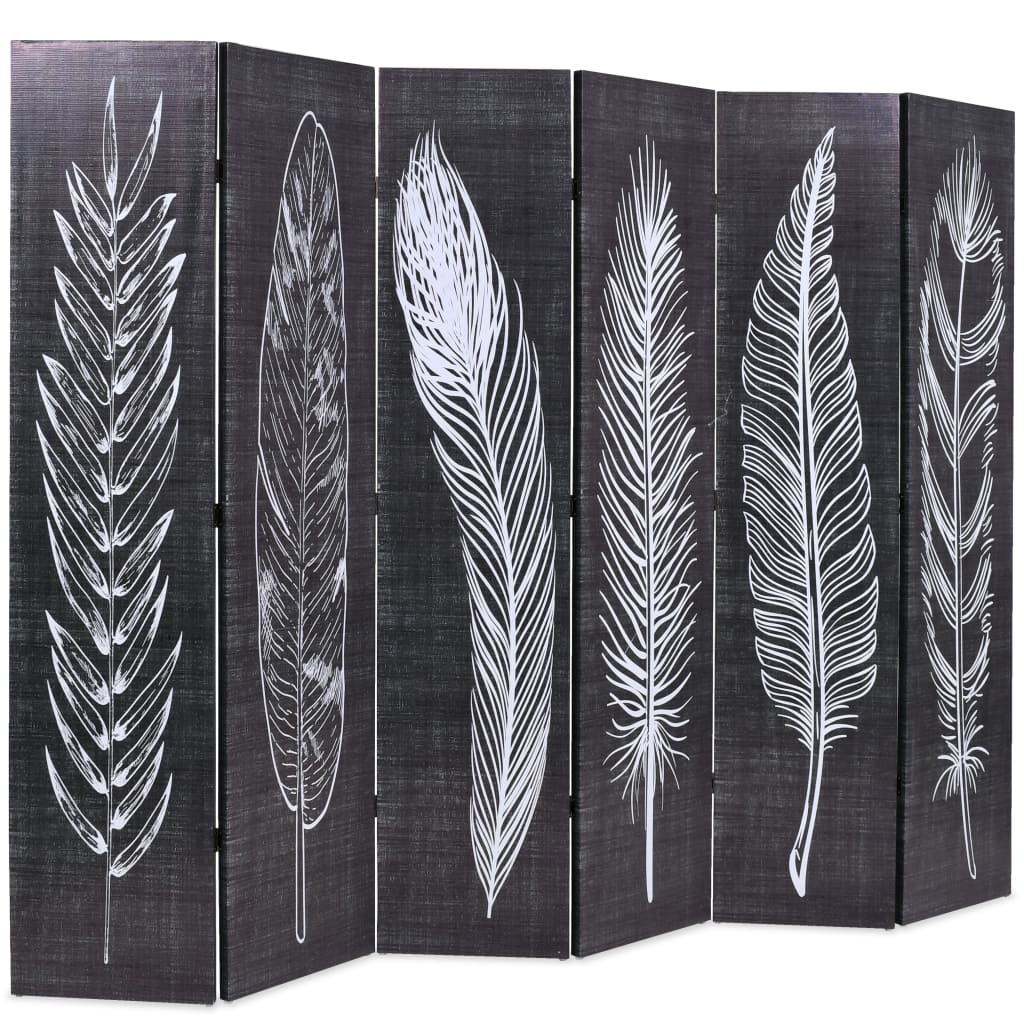 vidaXL Paravan cameră pliabil, negru&alb, 228 x 170 cm, imprimeu pene vidaXL Paravan cameră pliabil, negru&alb, 228 x 170 cm, imprimeu pene