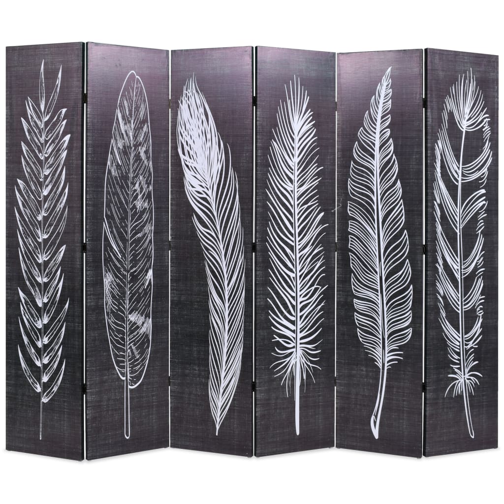 vidaXL Paravan cameră pliabil, negru&alb, 228 x 170 cm, imprimeu pene vidaXL Paravan cameră pliabil, negru&alb, 228 x 170 cm, imprimeu pene
