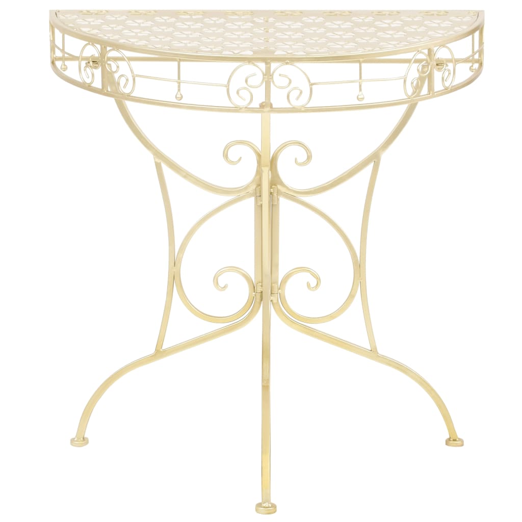 vidaXL Masă laterală stil vintage semirotundă metal 72x36x74 cm auriu vidaXL Masă laterală stil vintage semirotundă metal 72x36x74 cm auriu