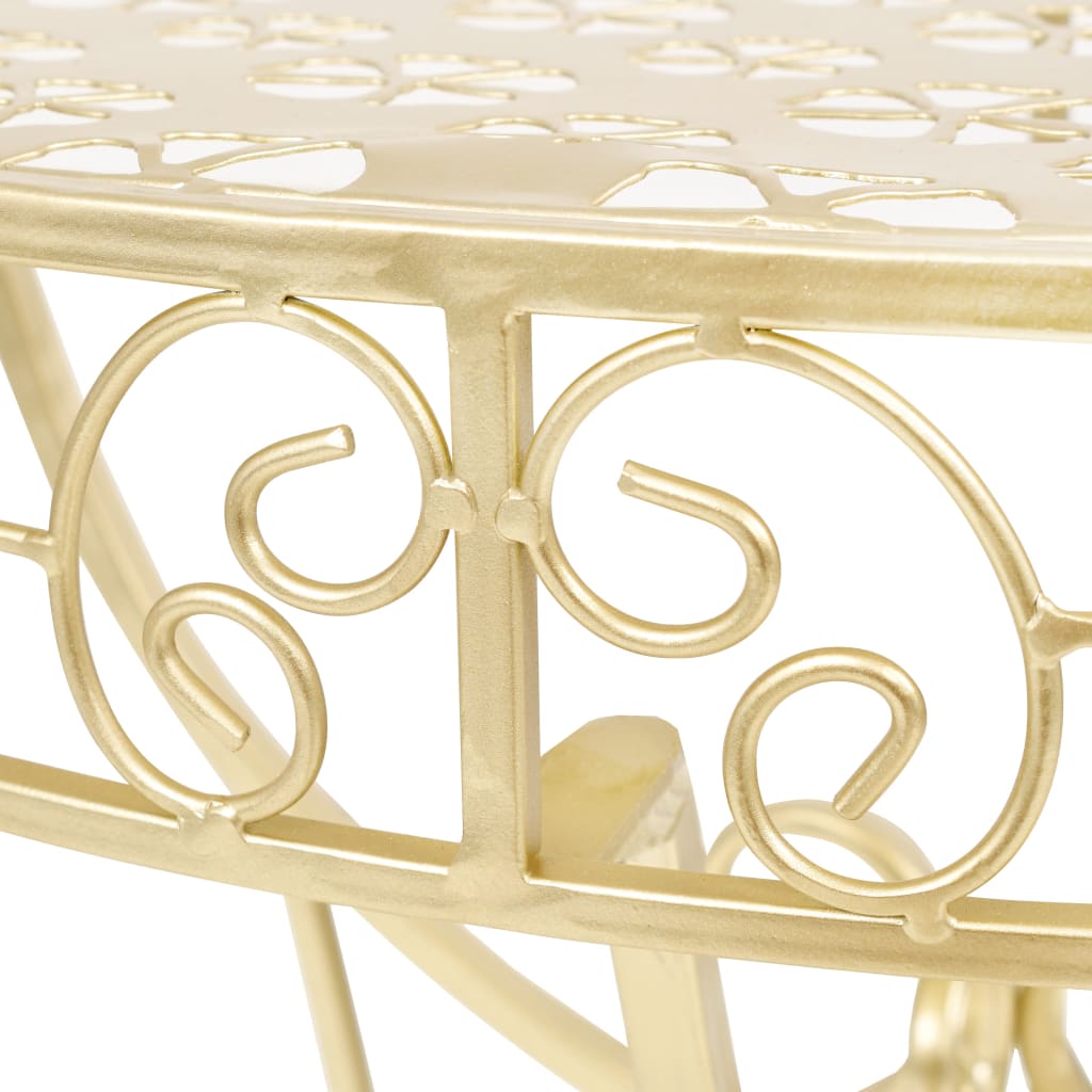 vidaXL Masă laterală stil vintage semirotundă metal 72x36x74 cm auriu vidaXL Masă laterală stil vintage semirotundă metal 72x36x74 cm auriu