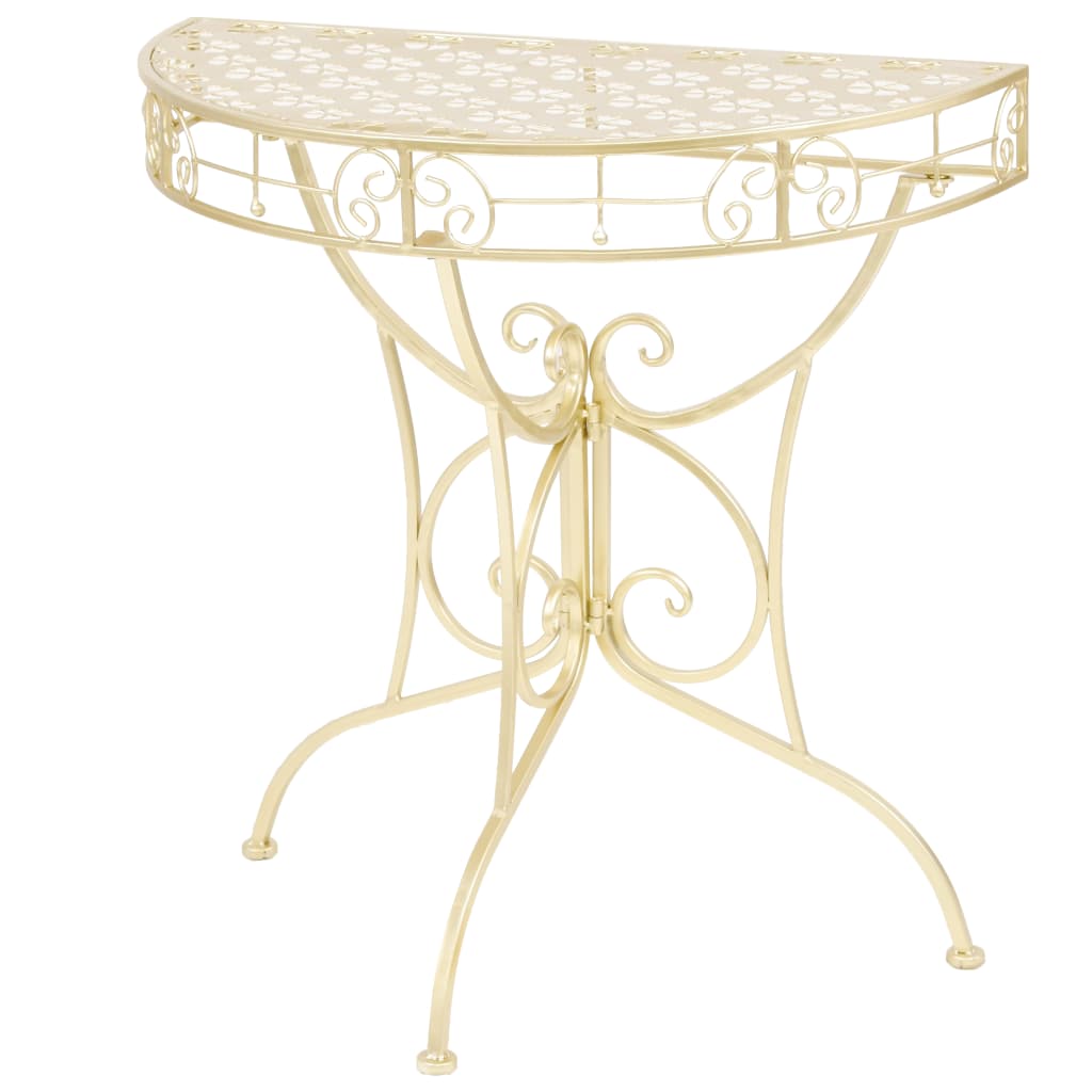 vidaXL Masă laterală stil vintage semirotundă metal 72x36x74 cm auriu vidaXL Masă laterală stil vintage semirotundă metal 72x36x74 cm auriu
