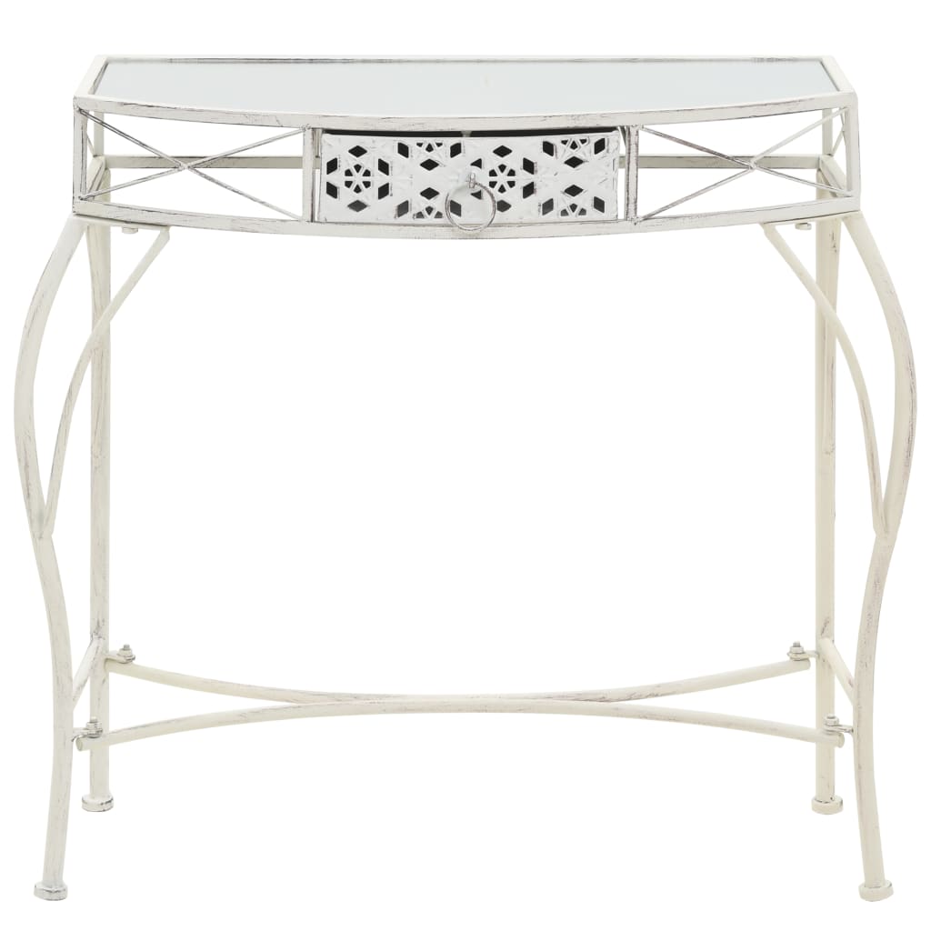 vidaXL Masă laterală stil franțuzesc, alb, 82 x 39 x 76 cm, metal vidaXL Masă laterală stil franțuzesc, alb, 82 x 39 x 76 cm, metal