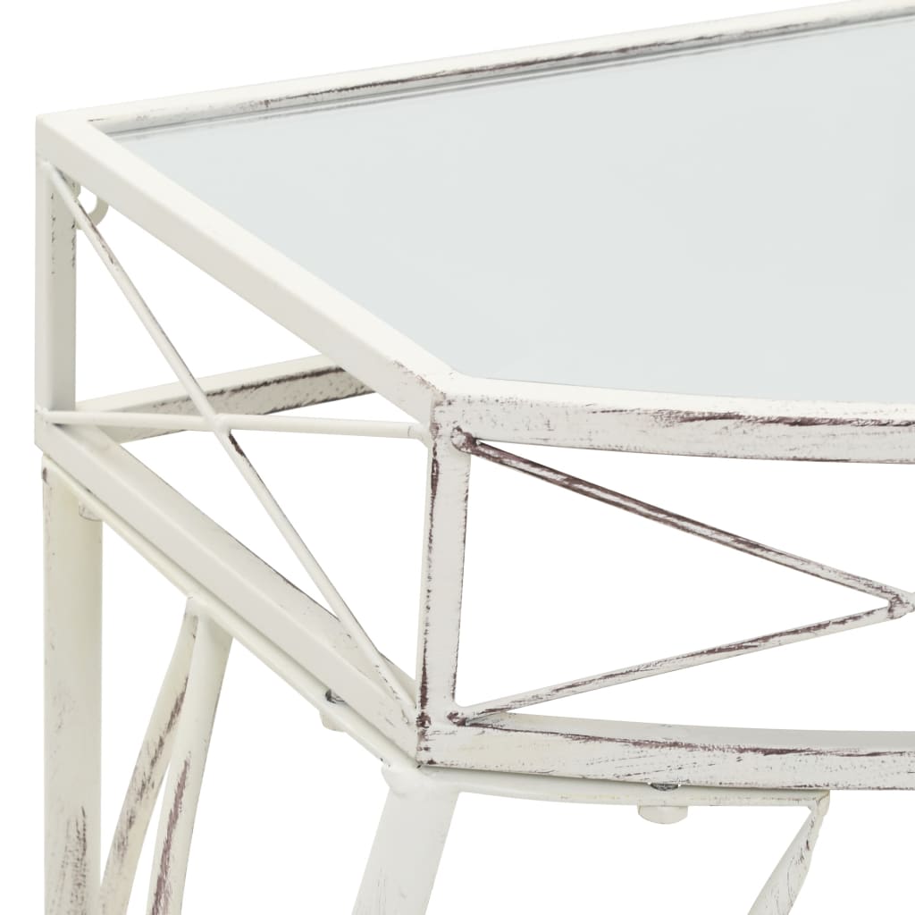 vidaXL Masă laterală stil franțuzesc, alb, 82 x 39 x 76 cm, metal vidaXL Masă laterală stil franțuzesc, alb, 82 x 39 x 76 cm, metal