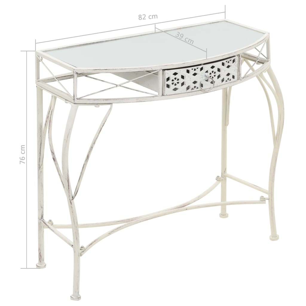 vidaXL Masă laterală stil franțuzesc, alb, 82 x 39 x 76 cm, metal vidaXL Masă laterală stil franțuzesc, alb, 82 x 39 x 76 cm, metal