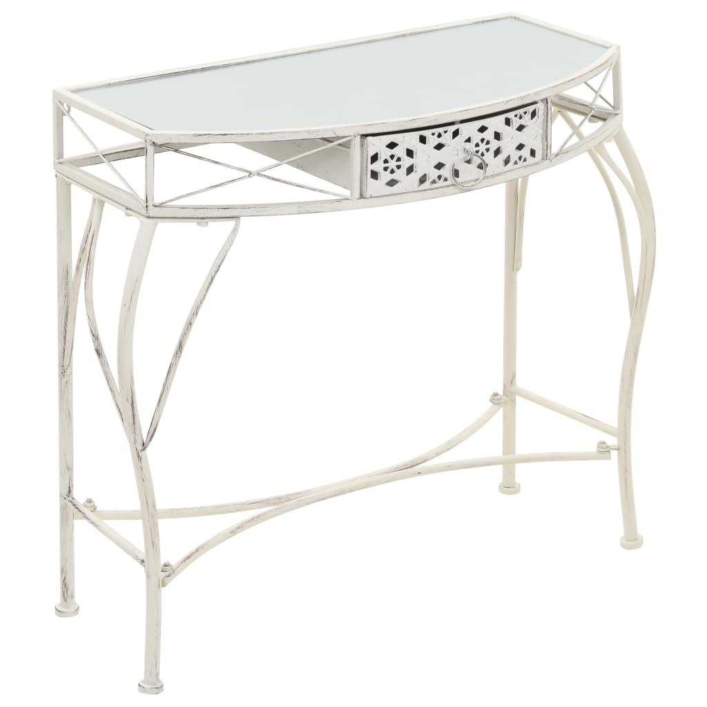 vidaXL Masă laterală stil franțuzesc, alb, 82 x 39 x 76 cm, metal vidaXL Masă laterală stil franțuzesc, alb, 82 x 39 x 76 cm, metal