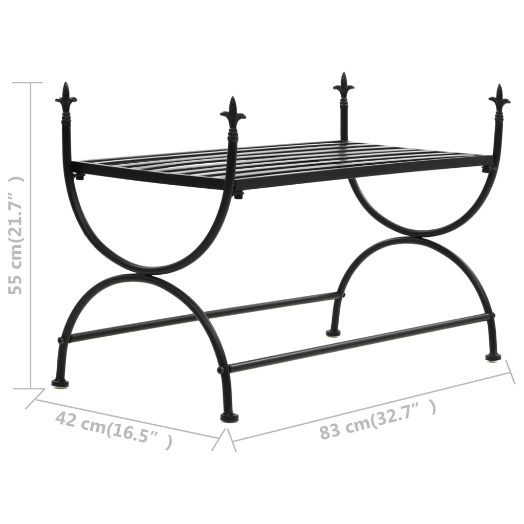 vidaXL Bancă în stil vintage, negru, metal, 83x42x55 cm vidaXL Bancă în stil vintage, negru, metal, 83x42x55 cm