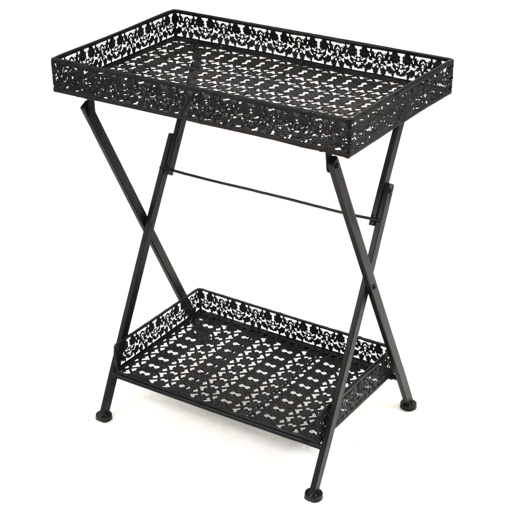 vidaXL Măsuță de ceai pliabilă stil vintage negru 58x35x72 cm metal vidaXL Măsuță de ceai pliabilă stil vintage negru 58x35x72 cm metal