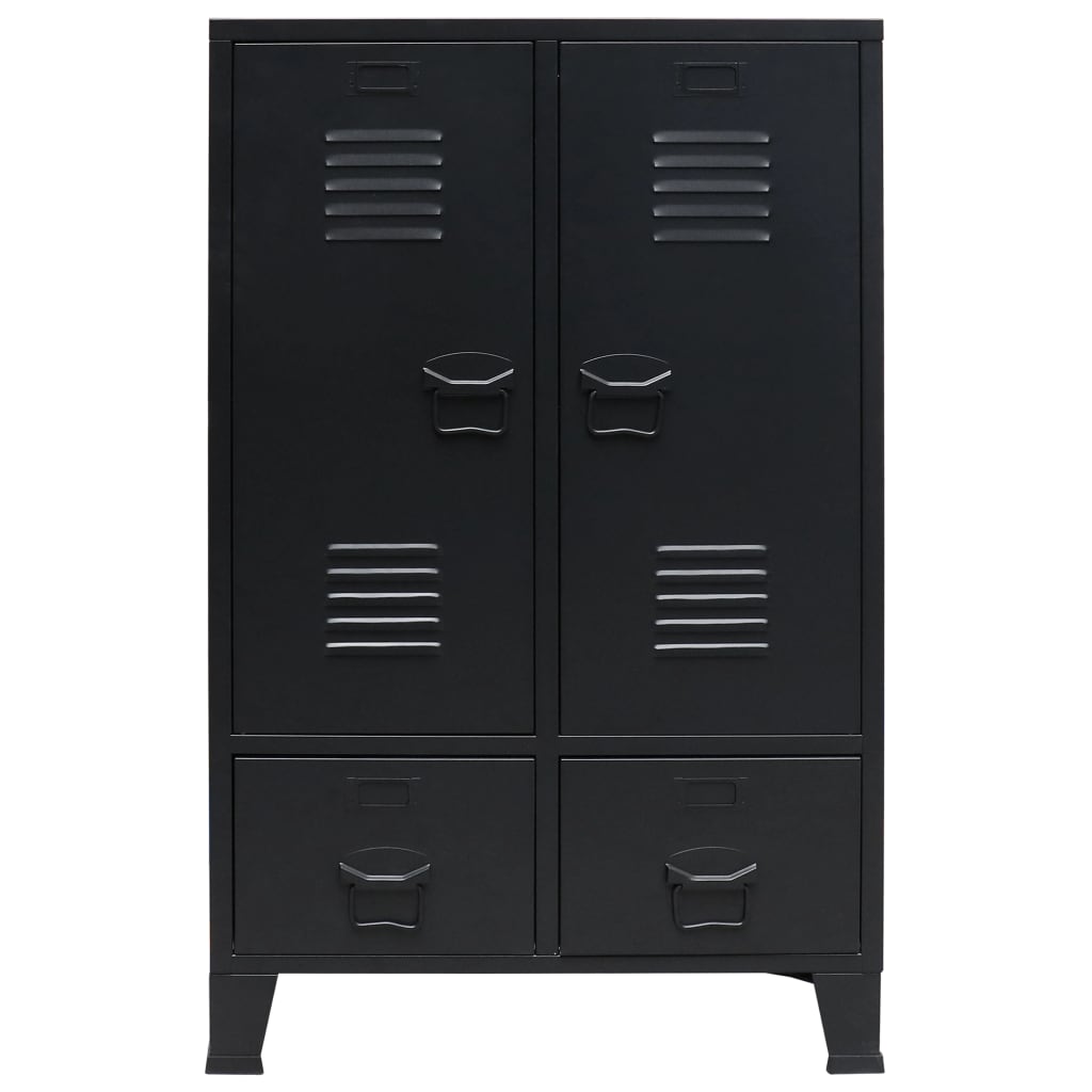 vidaXL Șifonier, stil industrial, 67 x 35 x 107 cm, negru, metal vidaXL Șifonier, stil industrial, 67 x 35 x 107 cm, negru, metal