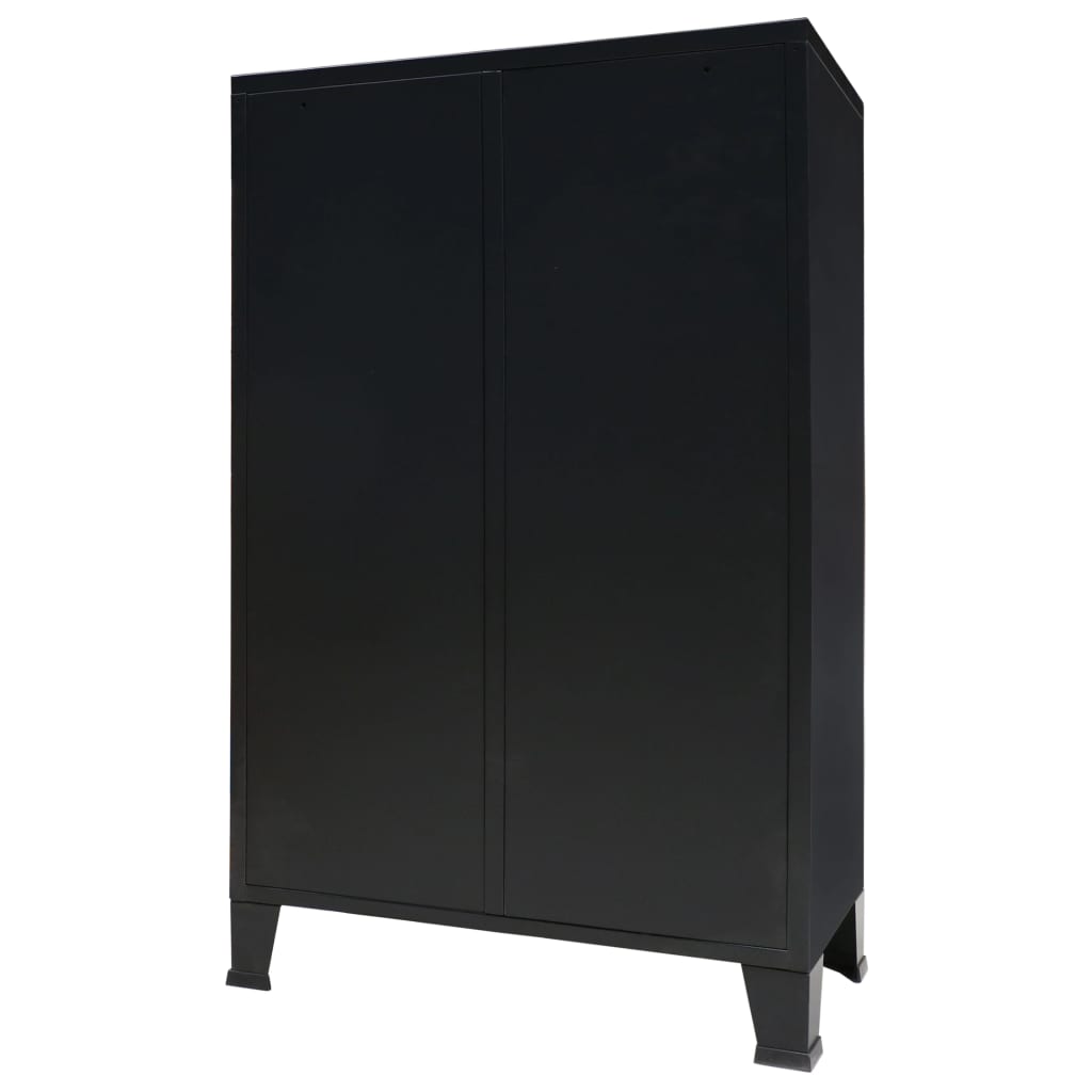 vidaXL Șifonier, stil industrial, 67 x 35 x 107 cm, negru, metal vidaXL Șifonier, stil industrial, 67 x 35 x 107 cm, negru, metal