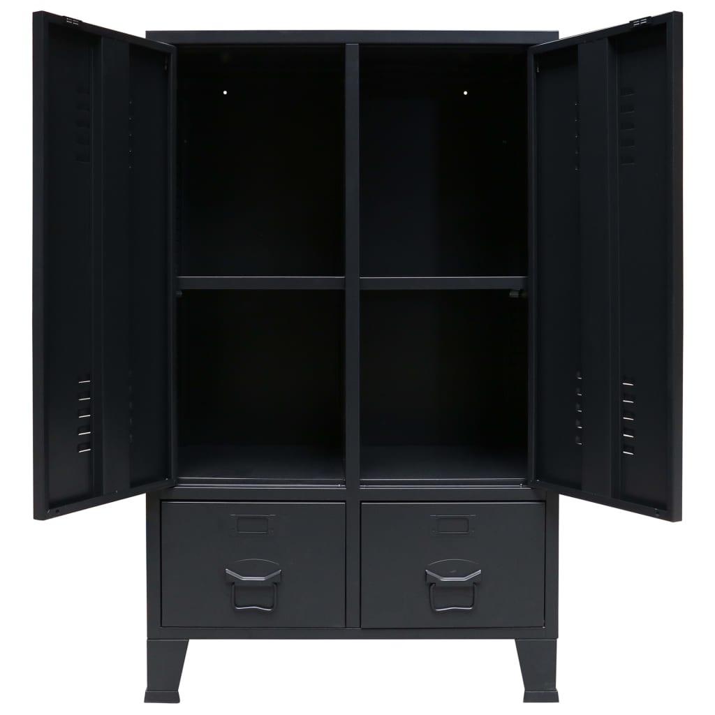 vidaXL Șifonier, stil industrial, 67 x 35 x 107 cm, negru, metal vidaXL Șifonier, stil industrial, 67 x 35 x 107 cm, negru, metal