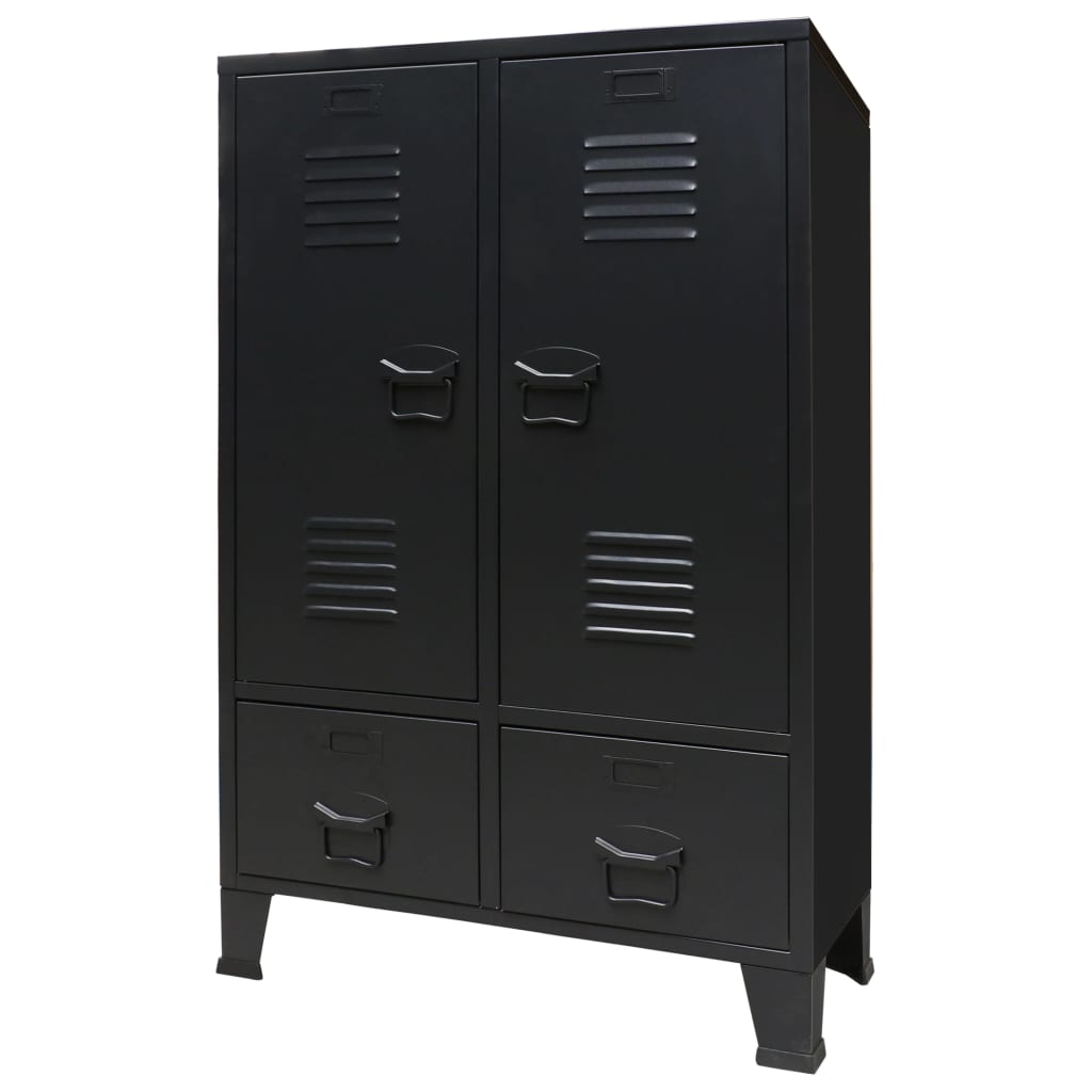 vidaXL Șifonier, stil industrial, 67 x 35 x 107 cm, negru, metal vidaXL Șifonier, stil industrial, 67 x 35 x 107 cm, negru, metal