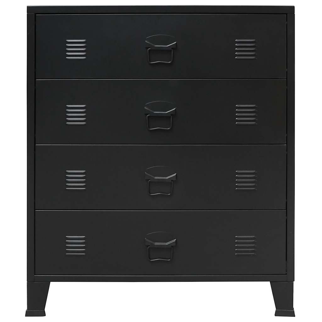 vidaXL Comodă sertare, metal, stil industrial, 78x40x93 cm, negru vidaXL Comodă sertare, metal, stil industrial, 78x40x93 cm, negru