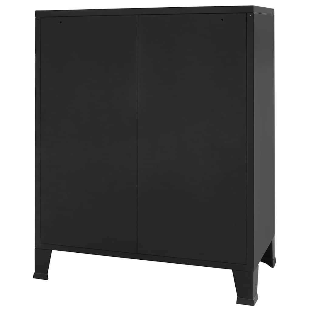 vidaXL Comodă sertare, metal, stil industrial, 78x40x93 cm, negru vidaXL Comodă sertare, metal, stil industrial, 78x40x93 cm, negru