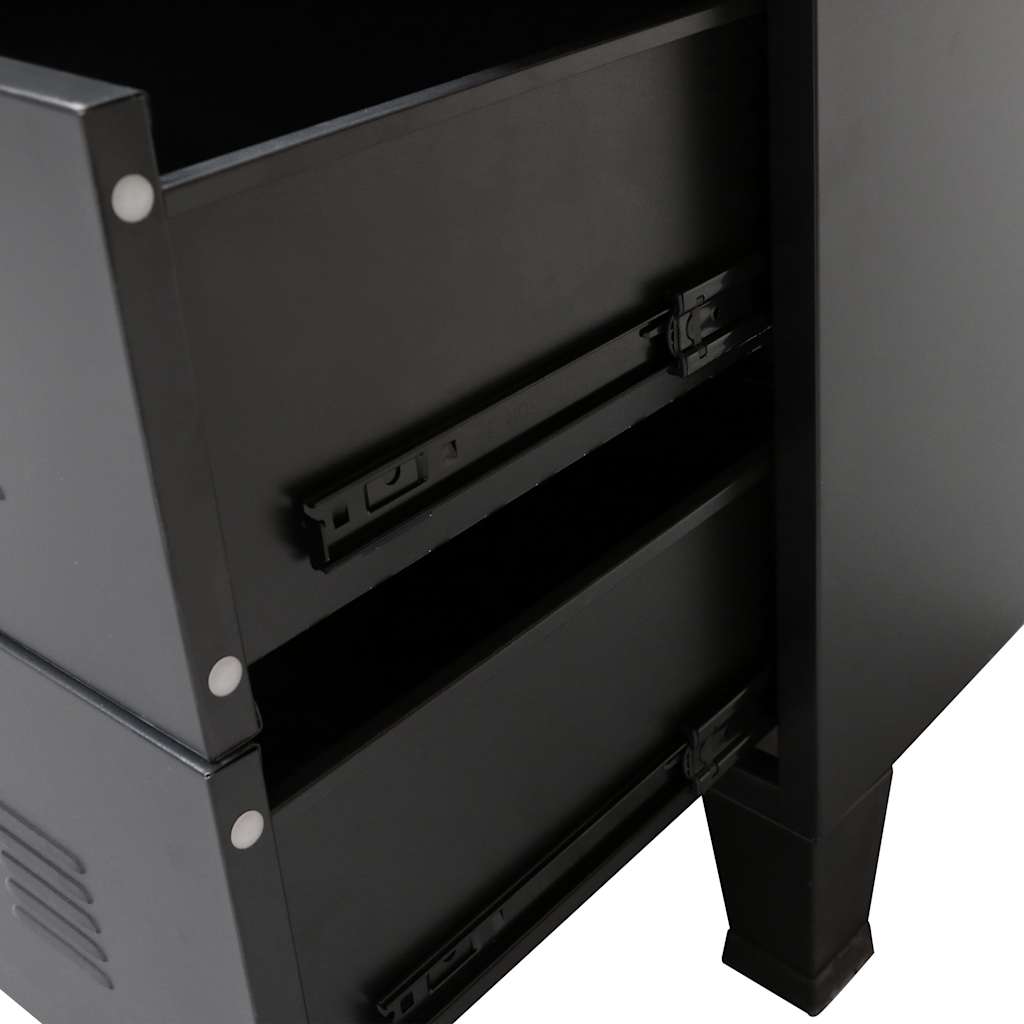 vidaXL Comodă sertare, metal, stil industrial, 78x40x93 cm, negru vidaXL Comodă sertare, metal, stil industrial, 78x40x93 cm, negru