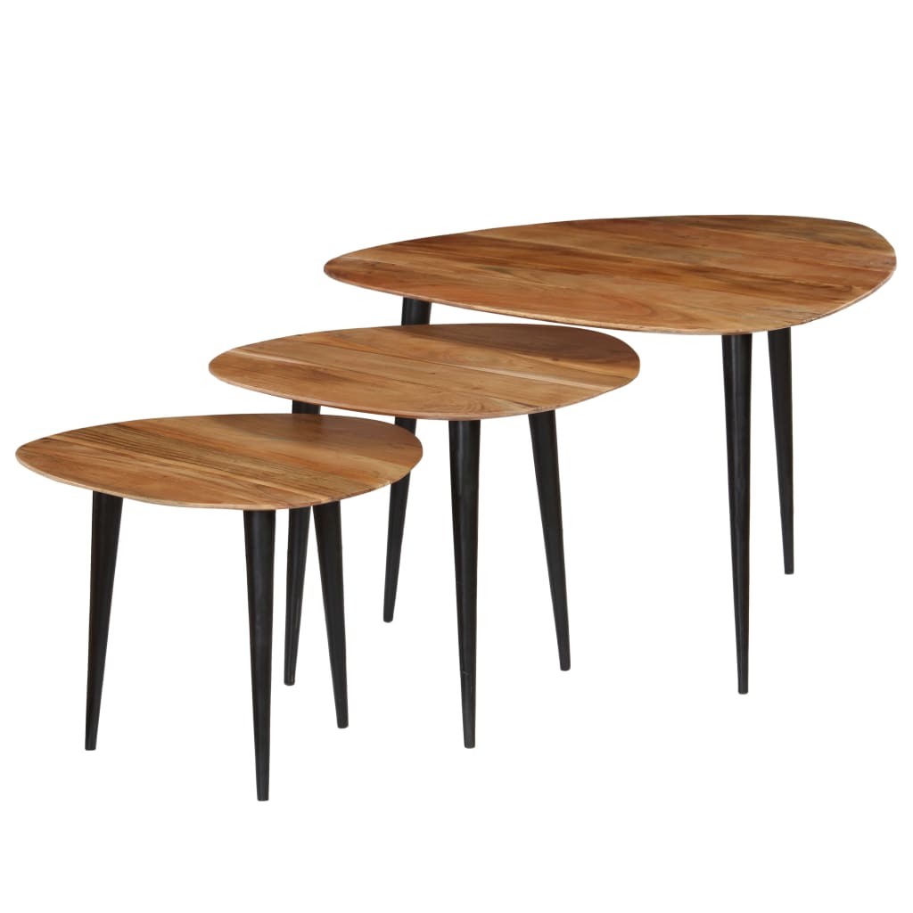 vidaXL Set mese de cafea, 3 piese, lemn masiv de acacia vidaXL Set mese de cafea, 3 piese, lemn masiv de acacia