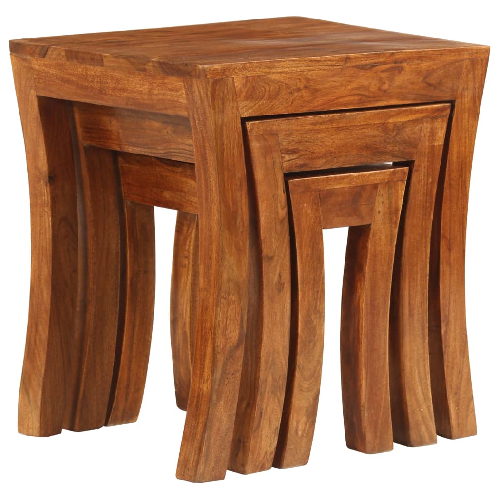 vidaXL Set mese suprapuse,3 piese,lemn masiv acacia, 50x35x50 cm, maro vidaXL Set mese suprapuse,3 piese,lemn masiv acacia, 50x35x50 cm, maro
