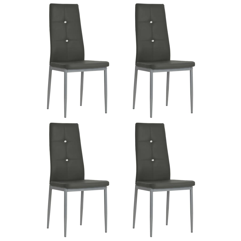 vidaXL Scaune de sufragerie, 4 buc. gri, piele ecologică vidaXL Scaune de sufragerie, 4 buc. gri, piele ecologică